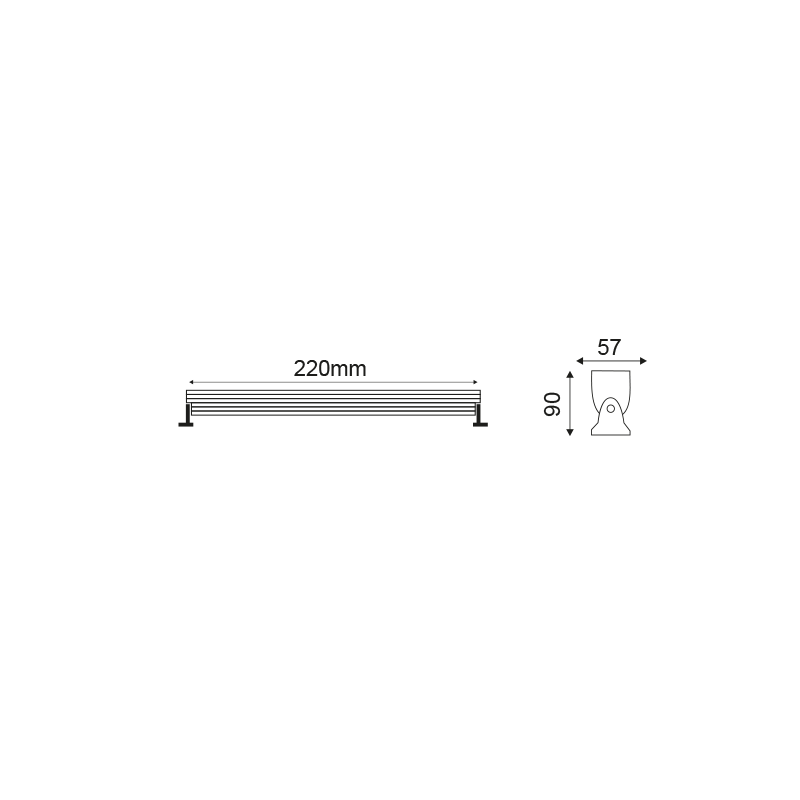 LED H.P. WALL WASHER 12W 6000K 1.050Lm 25° 230V 0,2m IP65 LENSO1260