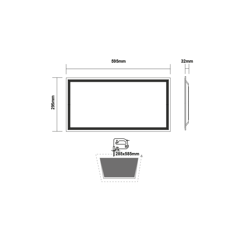 LED PANEL 30W 295X595X32mm 3000K 2790Lm 230V AC Ra80 OTIS30603030