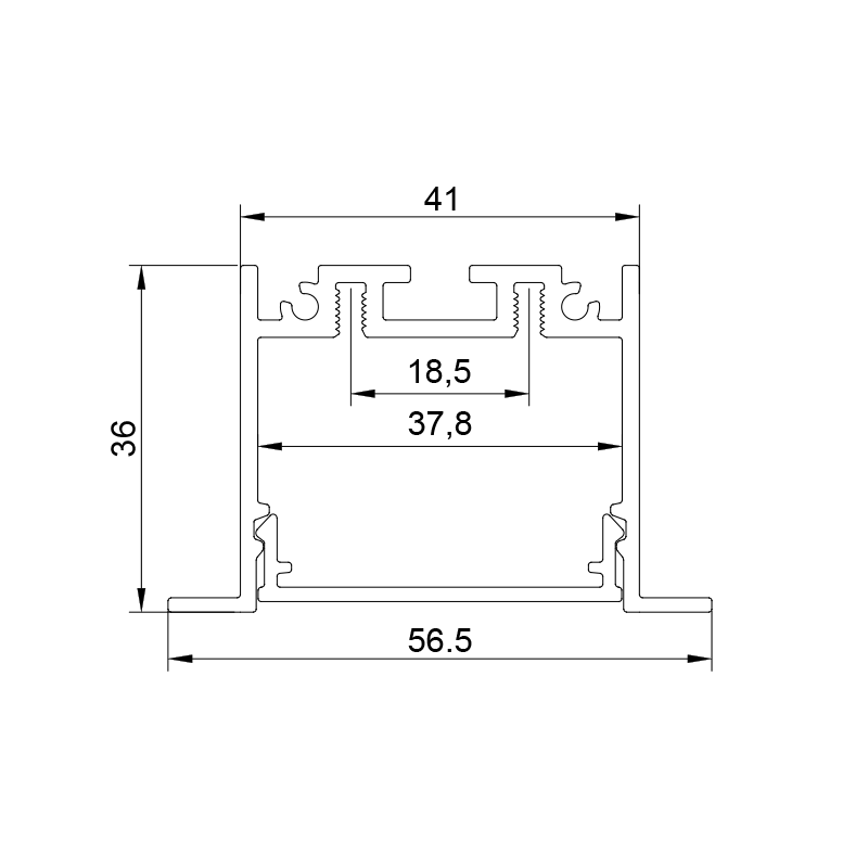 AISH BLACK ALUMINUM RECESSED PROFILE 2.5m/pc WITHOUT COVER P240R