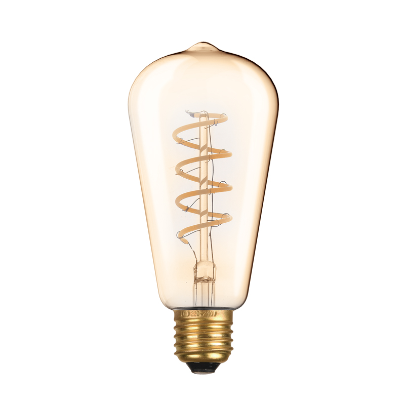 LED E27 ST64 AMBER 6W 2700K 230V AC 300° 420LM RA80 EDIS6SWWAM