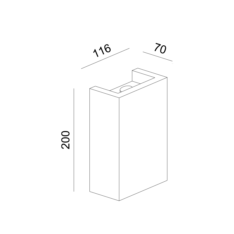 ^GYPSUM WALL LUMINAIRE 1XG9 BLOCK 11,6x7x20CM G85271W