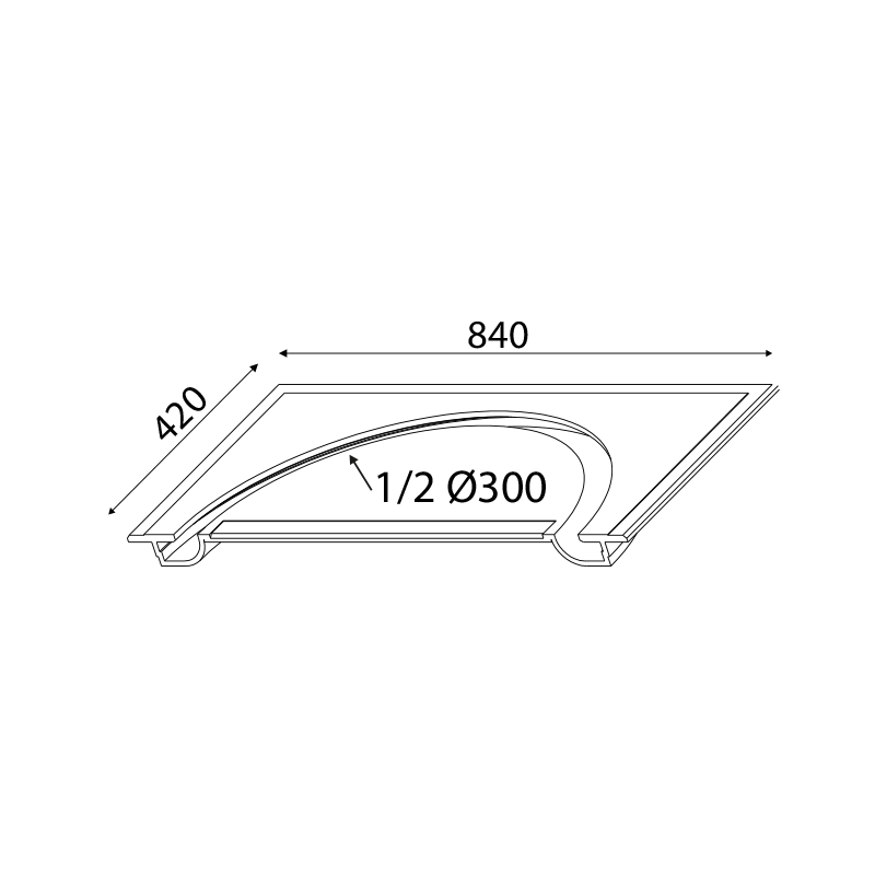 ^GYPSUM TRIMLESS LUMINAIRE ANDIE 1/2 CIRCLE 84x42x5CM G8020W