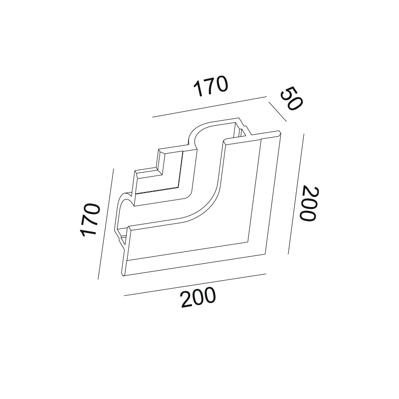 ^GYPSUM TRIMLESS LUMINAIRE ANDIE RIGHT CORNER 20x20x5CM G8018RW