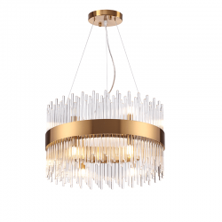 ^PENDANT 12XG9 CRYSTAL + BRASS METALLIC D50XH110CM DYNASTY EG18412P50AB