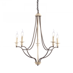 ^PENDANT LUMINAIRE 5XE14 ANTIQUE/RUST METALLIC D70XH175CM LYON EG5875P70R