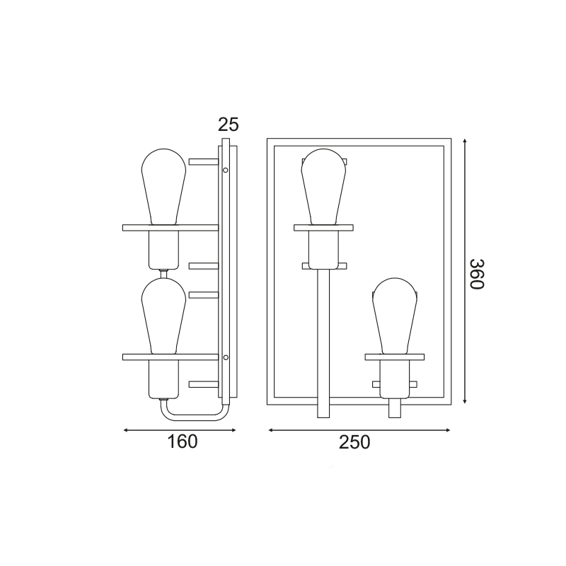 ^WALL MOUNTED LUMINAIRE 2XE27 WOOD+BLACK METALLIC 25X16XH36CM TESLA EG842W36B ^WALL MOUNTED LUMINAIRE 2XE27 WOOD+BLACK METALLIC 25X16XH36CM TESLA EG842W36B