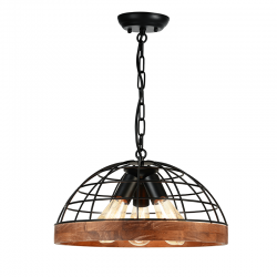 ^PENDANT LUMINAIRE 3XE27 WOOD + BLACK D40XH120CM TESLA EG843P40B