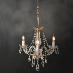 ^PENDANT 3XE14 CLEAR CRYSTAL + GOLD METAL Φ48×Η160CM GLADIOLO BLK80413PCG