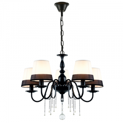 ^PENDANT 5ΧΕ14 METALLIC BLACK+ WHITEBLACK SHADE + CRYSTAL Φ63ΧΗ95CM MULAN EG167285PBW