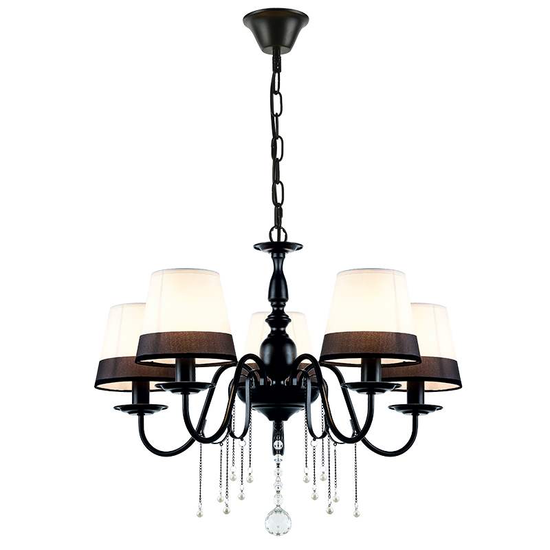 ^PENDANT 5ΧΕ14 METALLIC BLACK+ WHITEBLACK SHADE + CRYSTAL Φ63ΧΗ95CM MULAN EG167285PBW ^PENDANT 5ΧΕ14 METALLIC BLACK+ WHITEBLACK SHADE + CRYSTAL Φ63ΧΗ95CM MULAN EG167285PBW