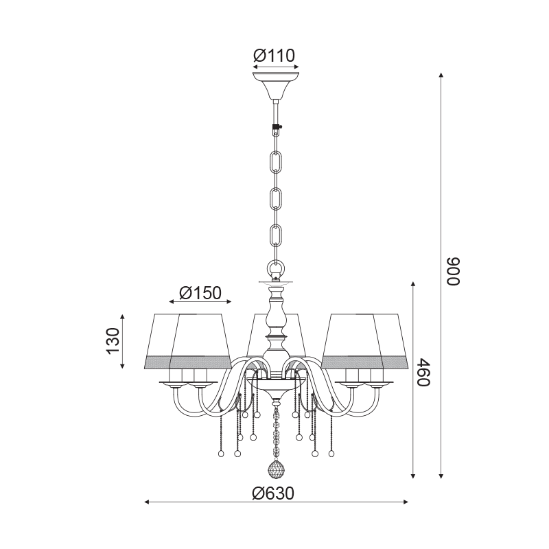 ^PENDANT 5ΧΕ14 METALLIC BLACK+ WHITEBLACK SHADE + CRYSTAL Φ63ΧΗ95CM MULAN EG167285PBW ^PENDANT 5ΧΕ14 METALLIC BLACK+ WHITEBLACK SHADE + CRYSTAL Φ63ΧΗ95CM MULAN EG167285PBW