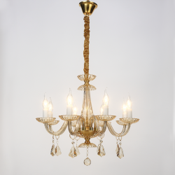 ^PENDANT 8XE14 CHAMPAGE GOLD CRYSTAL + GOLD METAL Φ59×Η178CM LOMPELIA BLK80388PCMG