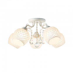 ^CEIL 5ΧΕ27 METAL PATINE+GLASS+CRYSTAL Φ55ΧΗ22,5CM OPORTO EG165885C
