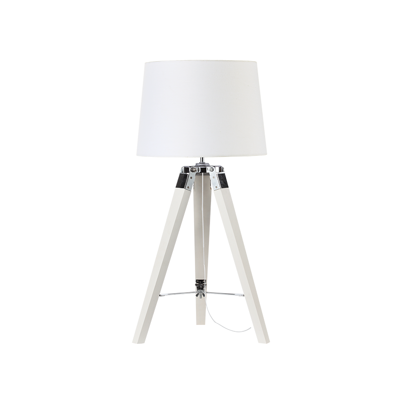 ^TABLE LIGHTING 1ΧΕ27 WOOD+WHITE SHADE + CHROME METAL Φ30XH65CM MOUSSE TF17701TWCW