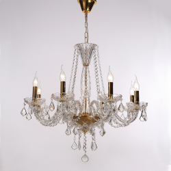 ^PENDANT 8XE14 CLEAR CRYSTAL + GOLD METALΦ73×Η160CM LILIUM BLK80048PCG