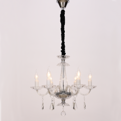 ^PENDANT 6XE14 CLEAR CRYSTAL + CHROME METAL Φ53×H173CM LOMPELIA BLK80386PCC