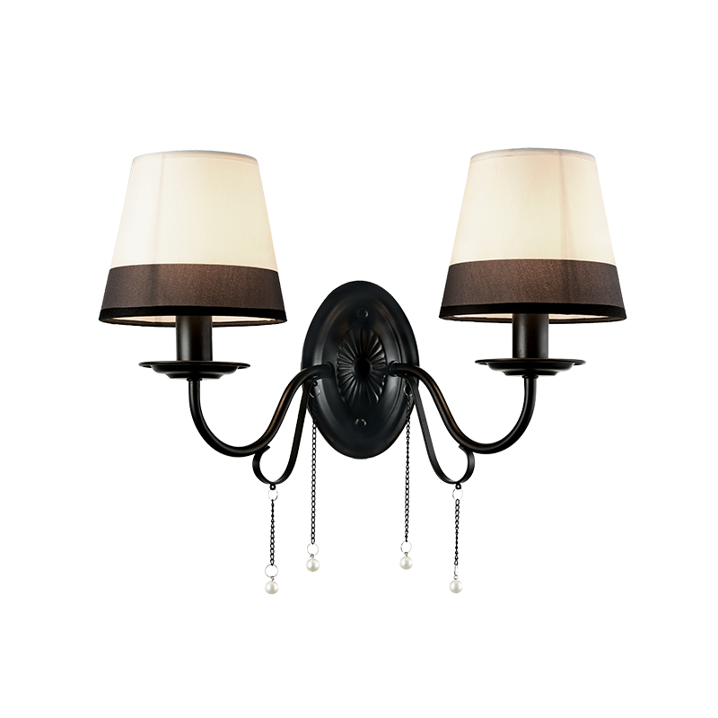 ^WALL LUMINAIRE 2ΧΕ14 METALLIC BLACK+ WHITEBLACK SHADE+ CRYSTAL 38Χ20Χ21CM MULAN EG167282WBW