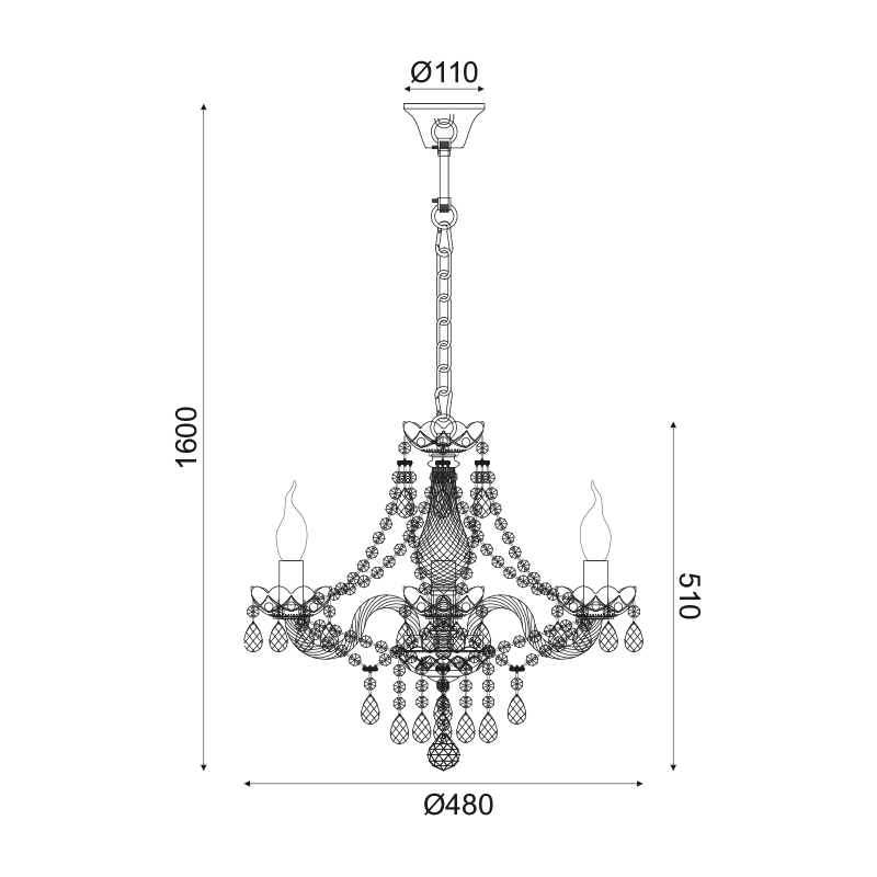 ^PENDANT 3XE14 CLEAR CRYSTAL + CHROME METAL Φ48×Η160CM GLADIOLO BLK80413PCC ^PENDANT 3XE14 CLEAR CRYSTAL + CHROME METAL Φ48×Η160CM GLADIOLO BLK80413PCC