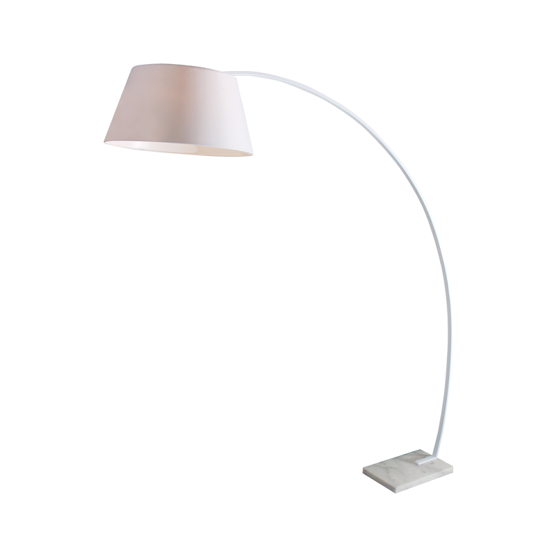 FLOOR LAMP WHITE MARBLE BASE & FABRIC SHADE 1XE27 LENNON MF11185WH