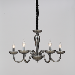 ^PENDANT LUMINAIR 5XE14 WHITE CRYSTAL + CHROME METAL Φ69×Η168CM LUNARIA BLK82185PSGC