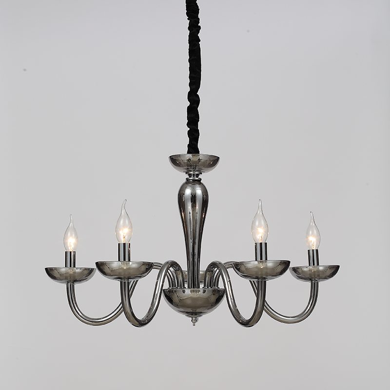 ^PENDANT LUMINAIR 5XE14 WHITE CRYSTAL + CHROME METAL Φ69×Η168CM LUNARIA BLK82185PSGC