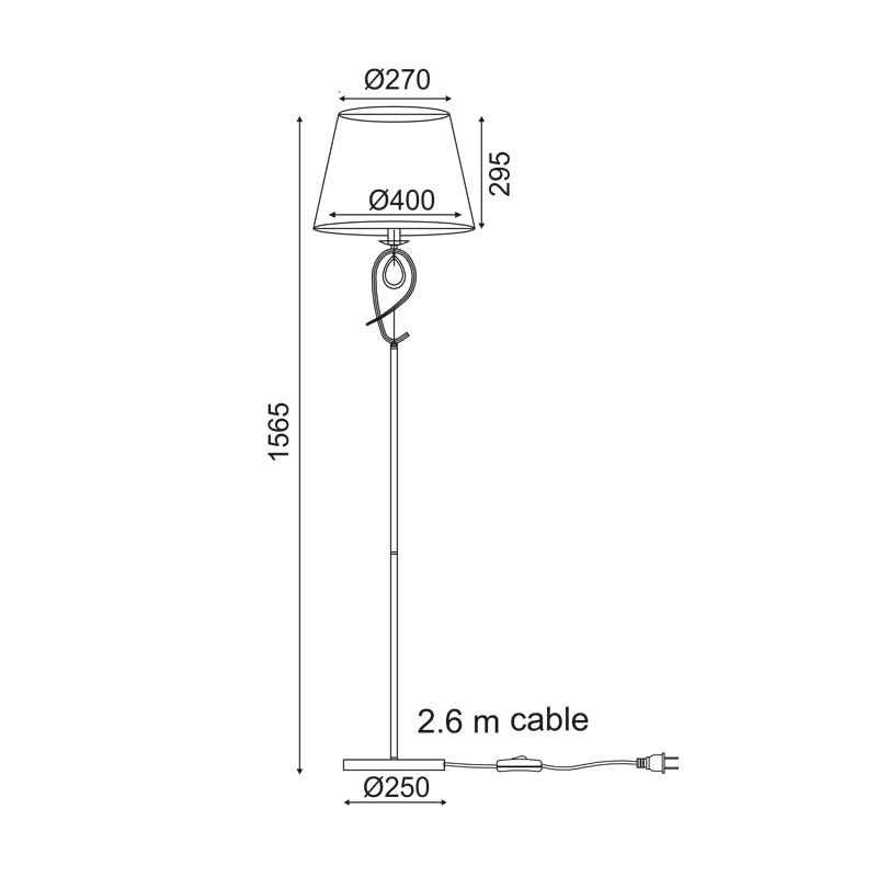FLOOR LIGHTING FIXTURE 1XE27 METAL COPPER+BLACK SHADE Φ40Χ157CM BASILICO TNK81490CG1F