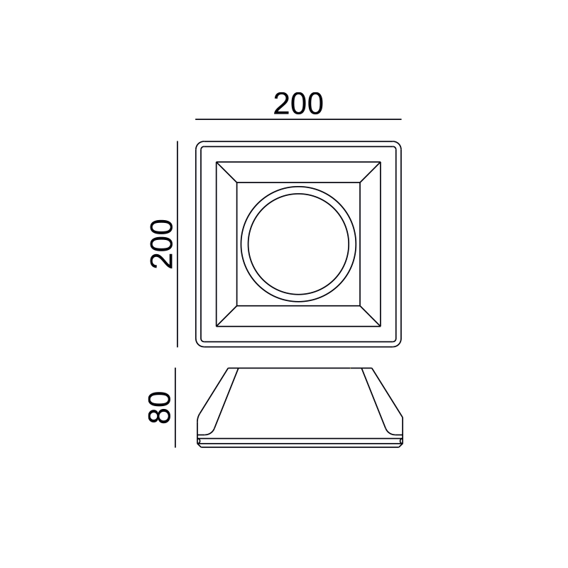 ^SQUARE GYPSUM TRIMLESS SPOT LUMINAIRE ABBY AR111 GU10 G90161C