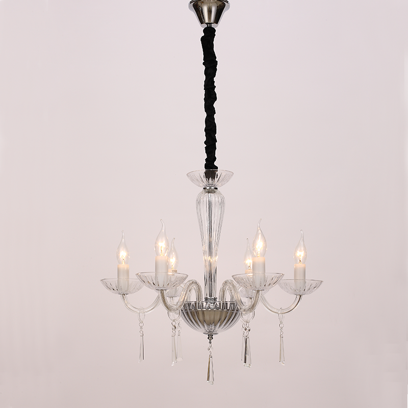 ^PENDANT 6XE14 CLEAR CRYSTAL + CHROME METALΦ54×Η178CM VIOLET BLK80286PCC