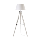 ^FLOOR LIGHTING 1ΧΕ27 WOOD+WHITE SHADE+CHROME METAL 65Χ55ΧΗ144CM MOUSSE TF17701FWCW