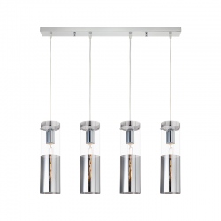 ^PENDANT 4XE27 CHROME+GLASS+METAL 70Χ10ΧΗ120CM DEJAVU V371974PCH