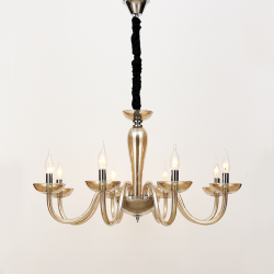 ^PENDANT LUMINAIR 8XE14 COGNAC CRYSTAL + CHROME METAL Φ79×Η168CM LUNARIA BLK82188PCNC