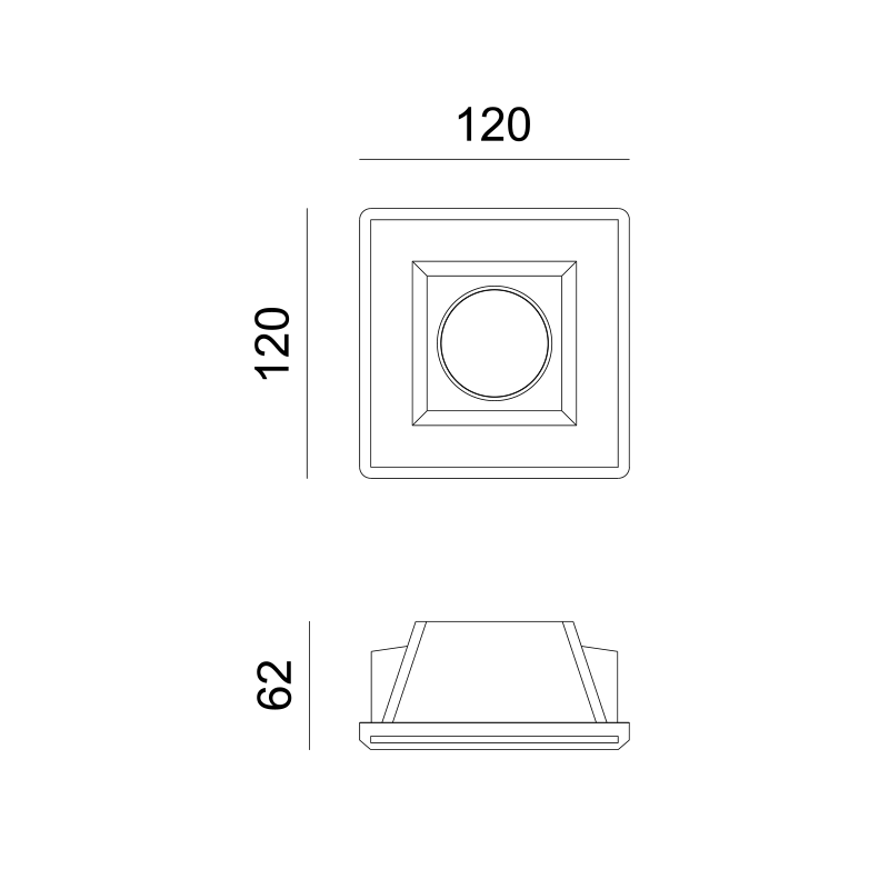^SQUARE GYPSUM TRIMLESS SPOT LUMINAIRE ZOE GU10 G90011C