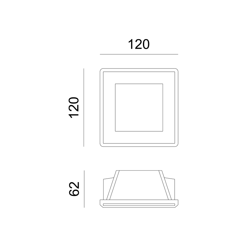^SQUARE GYPSUM TRIMLESS SPOT LUMINAIRE RORY GU10 WITH FROSTED GLASS G9001GC