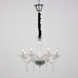 ^PENDANT 8XE14 CLEAR CRYSTAL + CHROME METAL Ö60×Ç181CM VIOLET BLK80288PCC