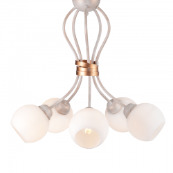 CEILING 5XE27 METAL PATINΑ WHITE GOLD+OPAL GLASS Φ48,5ΧΗ53CM FOYER DL11695C