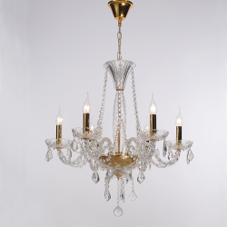 ^PENDANT 6XE14 CLEAR CRYSTAL + GOLD METAL Ö64×Ç160CM LILIUM BLK80046PCG