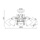 CEILING 5XE14 METAL PATINΑ GOLD+WHITE GLASS+CRYSTAL Φ54ΧΗ27CM QUINCE DLA12125