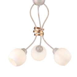 CEILING 3XE27 METAL PATINΑ WHITE GOLD+OPAL GLASS Φ48,5ΧΗ53CM FOYER DL11693C