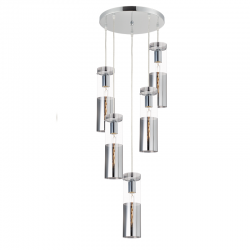 ^PENDANT 5XE27 CHROME+GLASS+METAL Φ37ΧΗ180CM DEJAVU V371975PCH