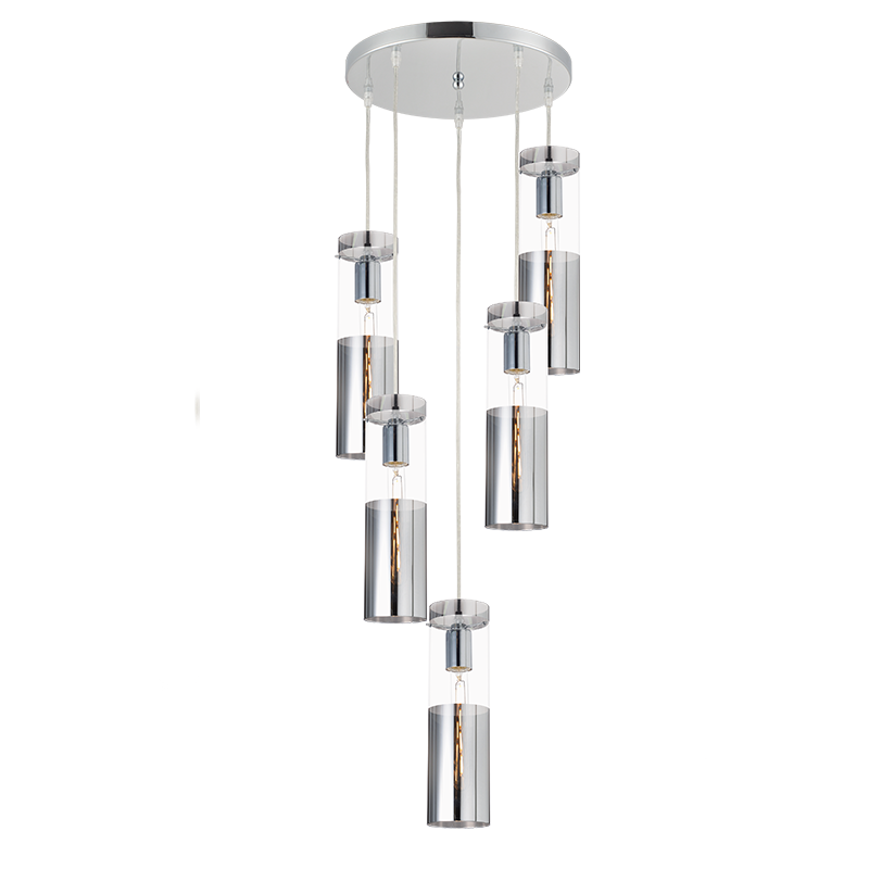 ^PENDANT 5XE27 CHROME+GLASS+METAL Φ37ΧΗ180CM DEJAVU V371975PCH ^PENDANT 5XE27 CHROME+GLASS+METAL Φ37ΧΗ180CM DEJAVU V371975PCH