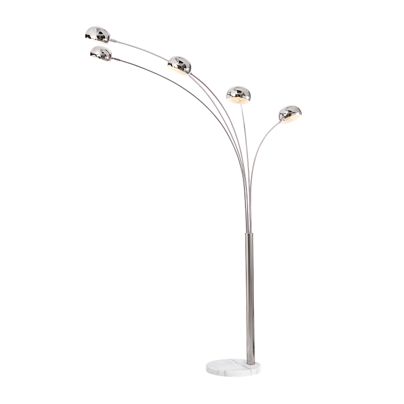 FLOOR LUMINAIRE 5XE14 METALLIC CHROME+MARBLE, COLOR: CHROME 153Χ115ΧΗ198CM MARKELLA ML312461FC