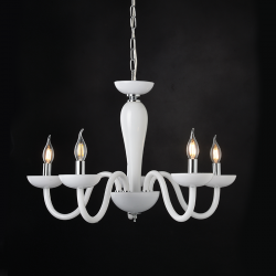 ^PENDANT LUMINAIR 5XE14 WHITE CRYSTAL + CHROME METAL Φ69×Η168CM LUNARIA BLK82185PWC