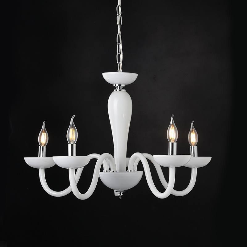 ^PENDANT LUMINAIR 5XE14 WHITE CRYSTAL + CHROME METAL Φ69×Η168CM LUNARIA BLK82185PWC