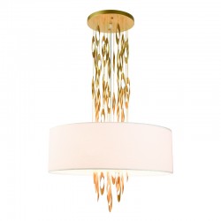 ^PENDANT LUMINAIRE 5XE14 CASCADA GOLD METALLIC + WHITE FABRIC D60XH100CM EG4205PCG