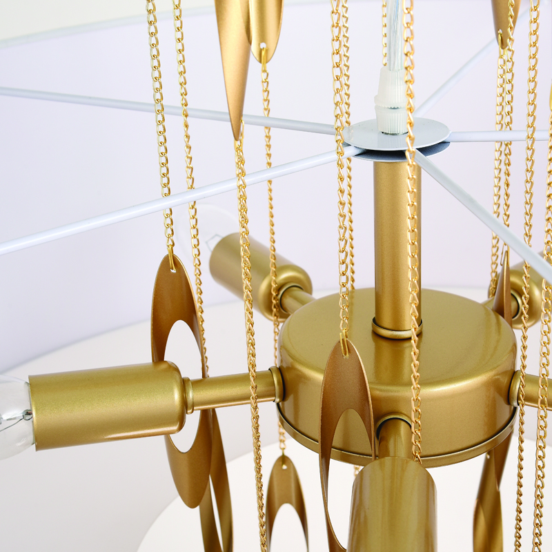 ^PENDANT LUMINAIRE 5XE14 CASCADA GOLD METALLIC + WHITE FABRIC D60XH100CM EG4205PCG