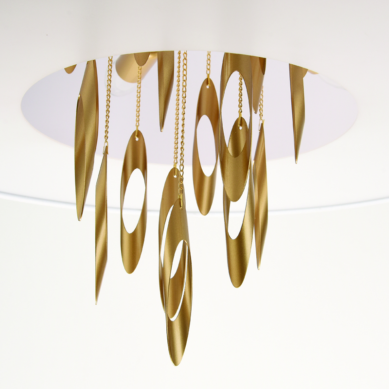^PENDANT LUMINAIRE 5XE14 CASCADA GOLD METALLIC + WHITE FABRIC D60XH100CM EG4205PCG