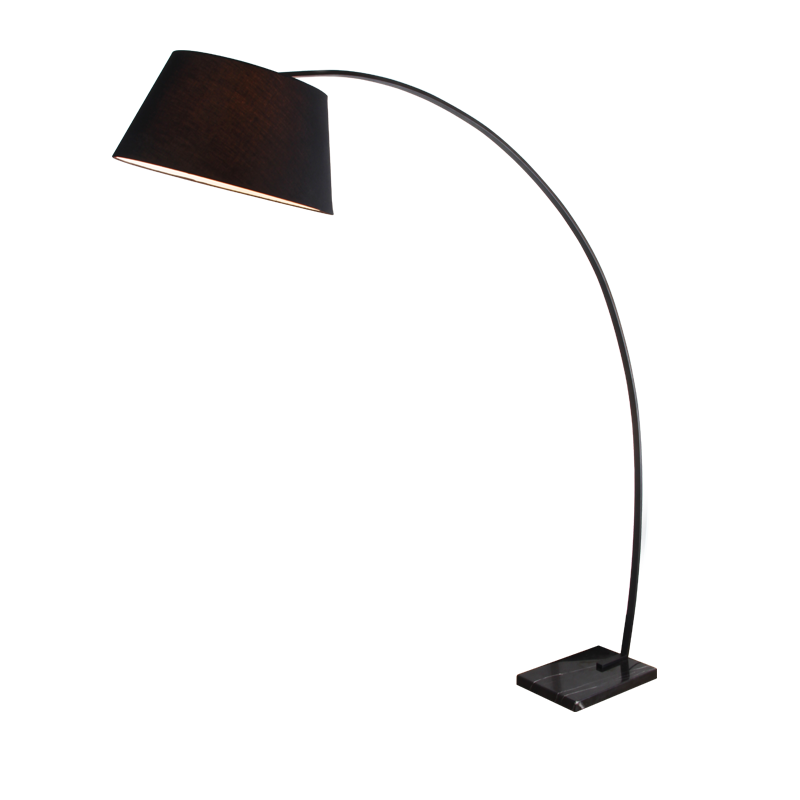 FLOOR LAMP BLACK MARBLE BASE & FABRIC SHADE 1XE27 LENNON MF11185BK