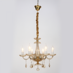 ^PENDANT 6XE14 CHAMPAGE GOLD CRYSTAL + GOLD METAL Φ53×Η173CM LOMPELIA BLK80386PCMG