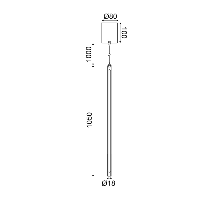 ^PENDANT LAMP LED 18W DIM TOUCH 3000K 920LM AVENUE BLACK METAL IP20 D8XD1,8XH250CM ZM16LEDP100BK