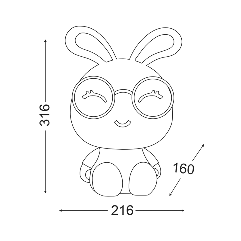 KIDS TABLE LIGHT 1XE14 BUNNY PINK 22Χ16ΧΗ32CM FRIENDS MT150331P